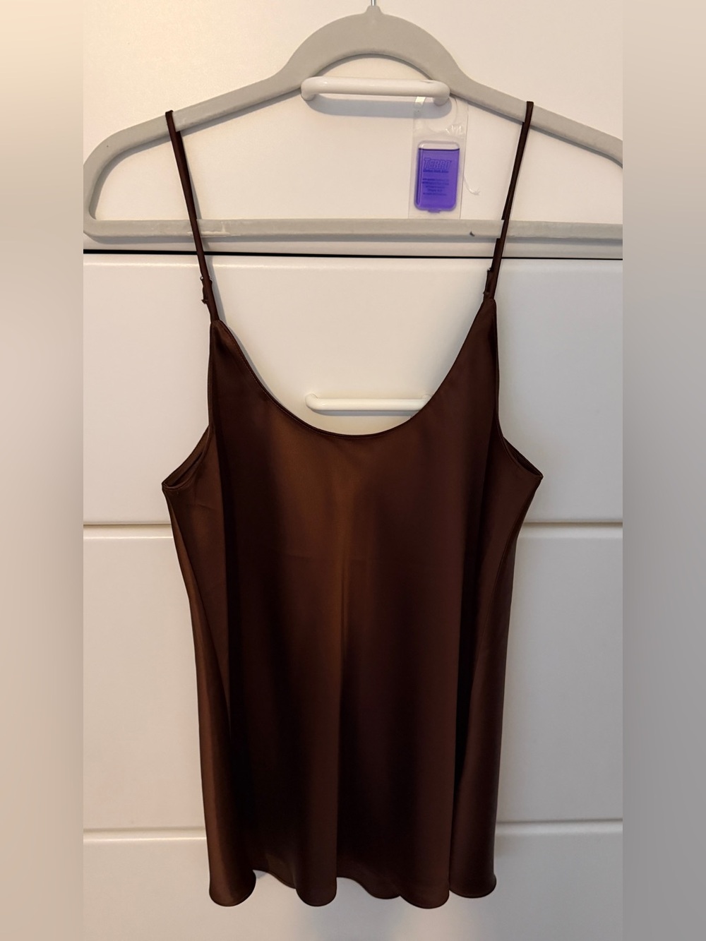Women's Satin Camisole Top in Brown - Sleek Spaghetti Strap Cami